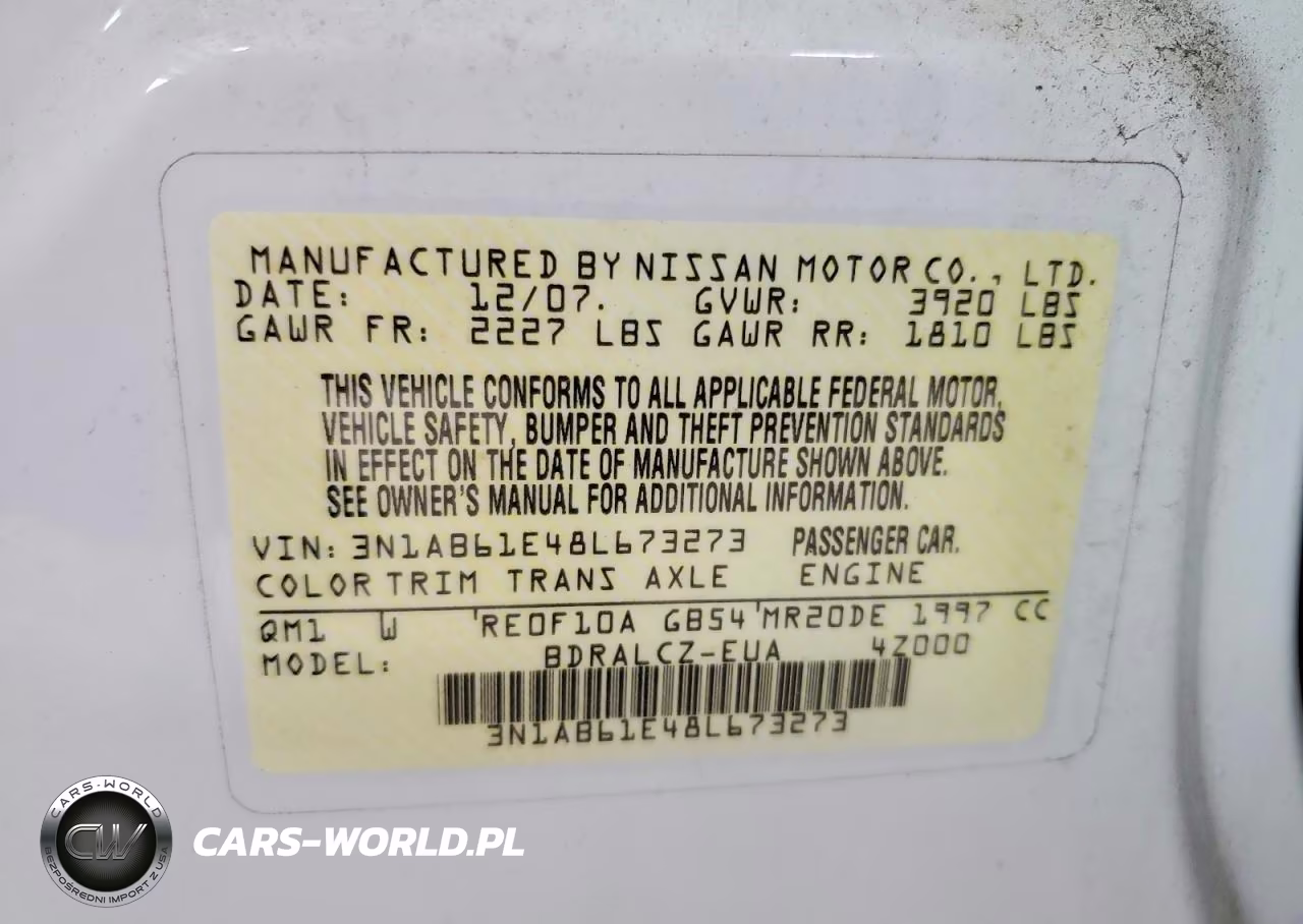 2008 Nissan Sentra 2.0 VIN:3N1AB61E48L673273 - 12