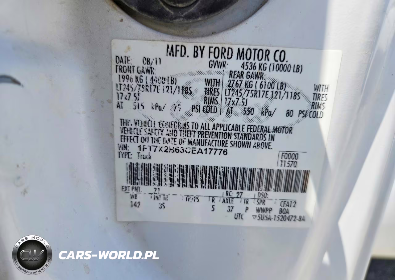 2012 Ford F250 Super Duty VIN:1FT7X2B63CEA17776 - 12