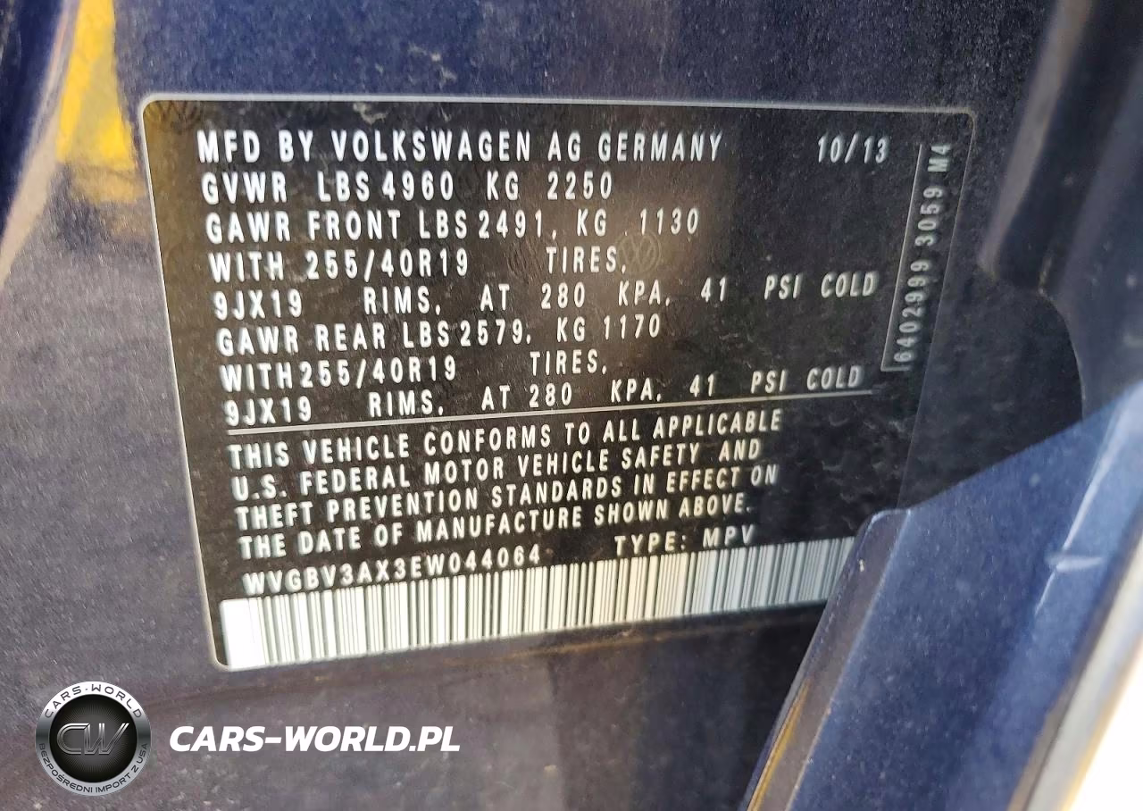 2014 Volkswagen Tiguan S VIN:WVGBV3AX3EW044064 - 13