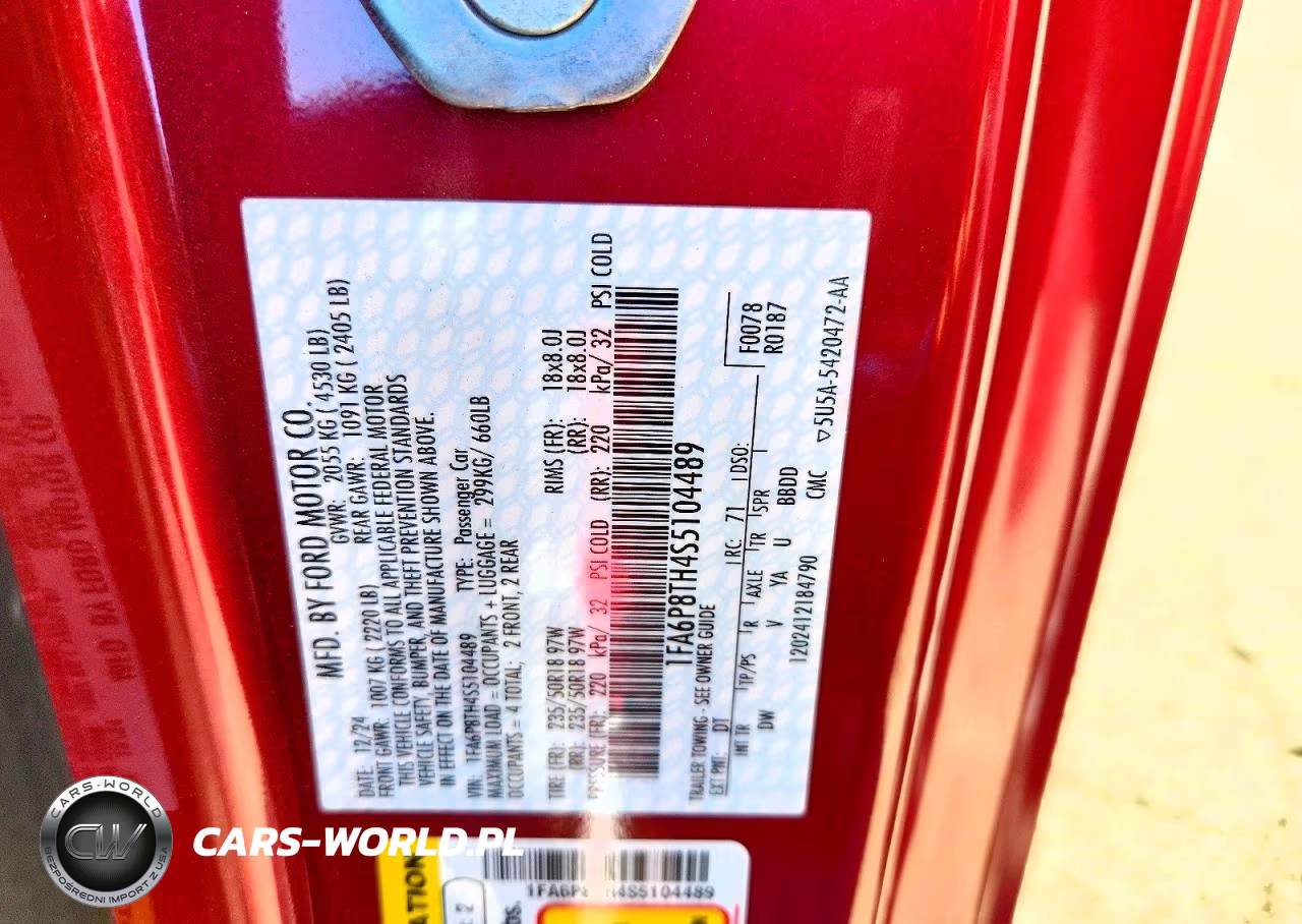 2025 Ford Mustang VIN:1FA6P8TH4S5104489 - 13