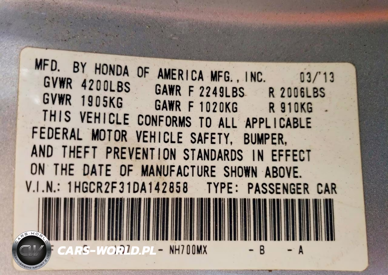 2013 Honda Accord Lx VIN:1HGCR2F31DA142858 - 12