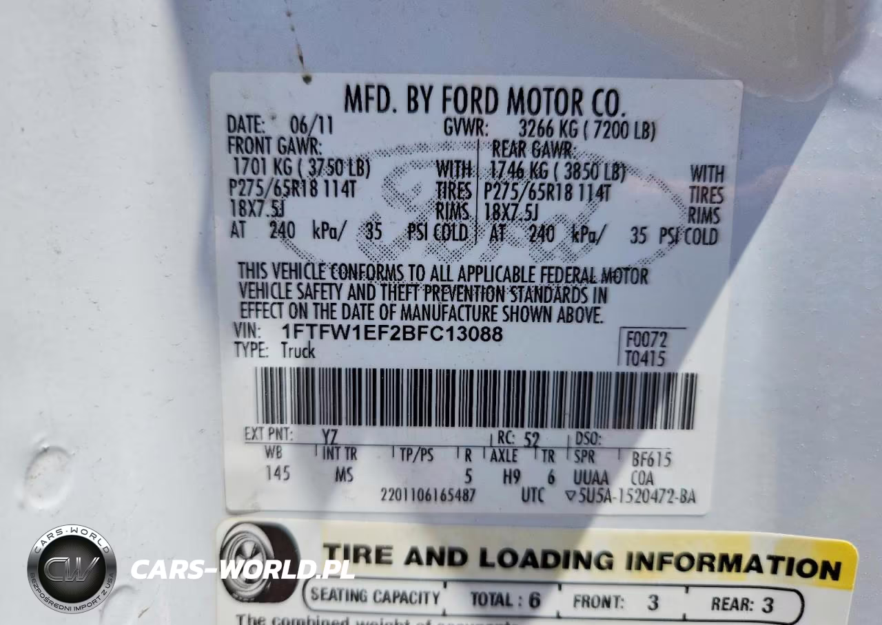 2011 Ford F150 Supercrew VIN:1FTFW1EF2BFC13088 - 12