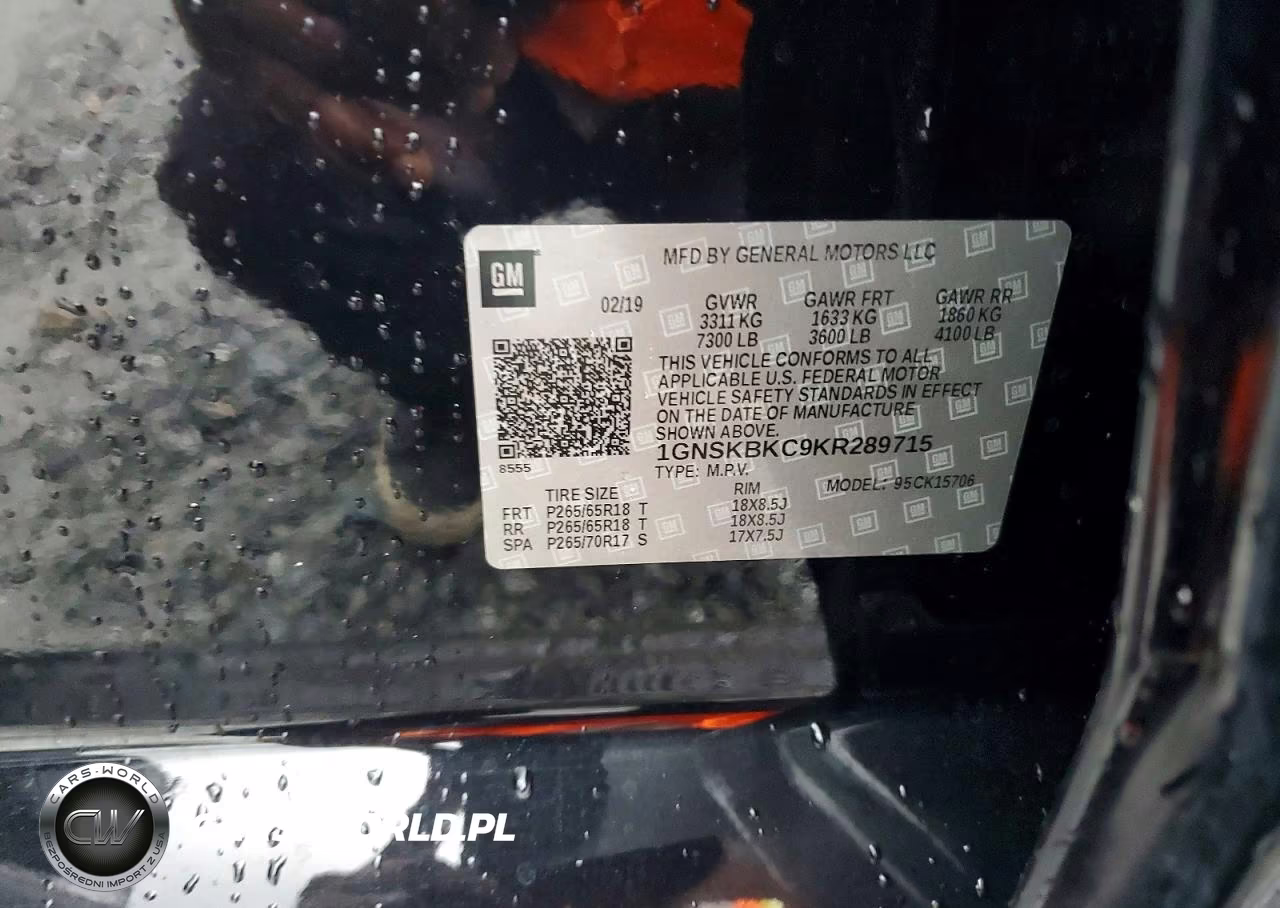 2019 Chevrolet Tahoe K1500 Lt VIN:1GNSKBKC9KR289715 - 13