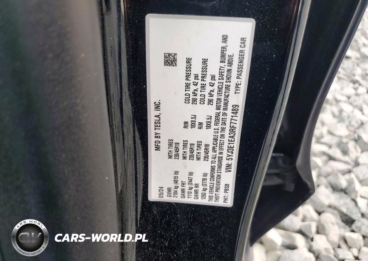 2024 Tesla Model 3 VIN:5YJ3E1EA3RF771489 - 12