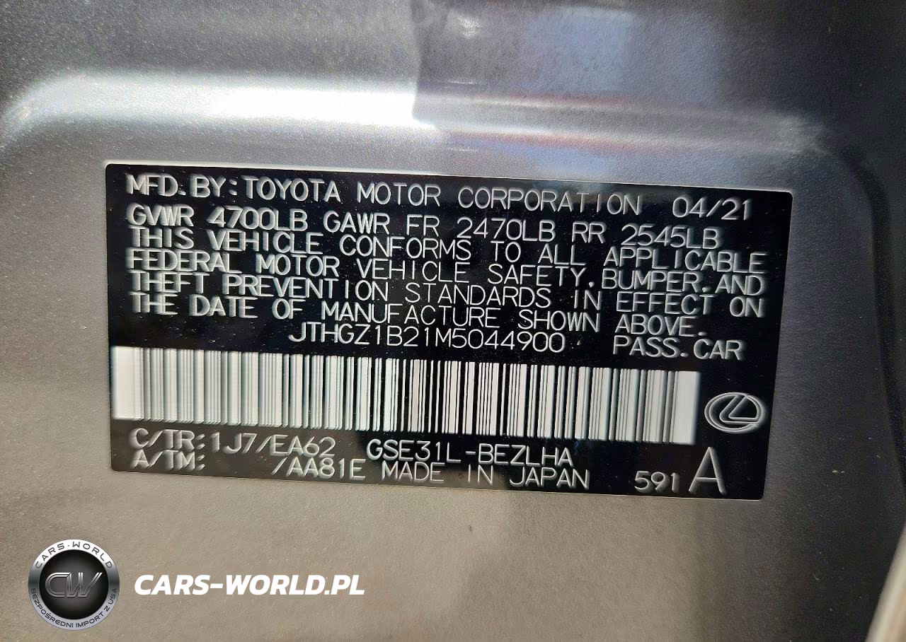 2021 Lexus Is 350 F Sport VIN:JTHGZ1B21M5044900 - 13