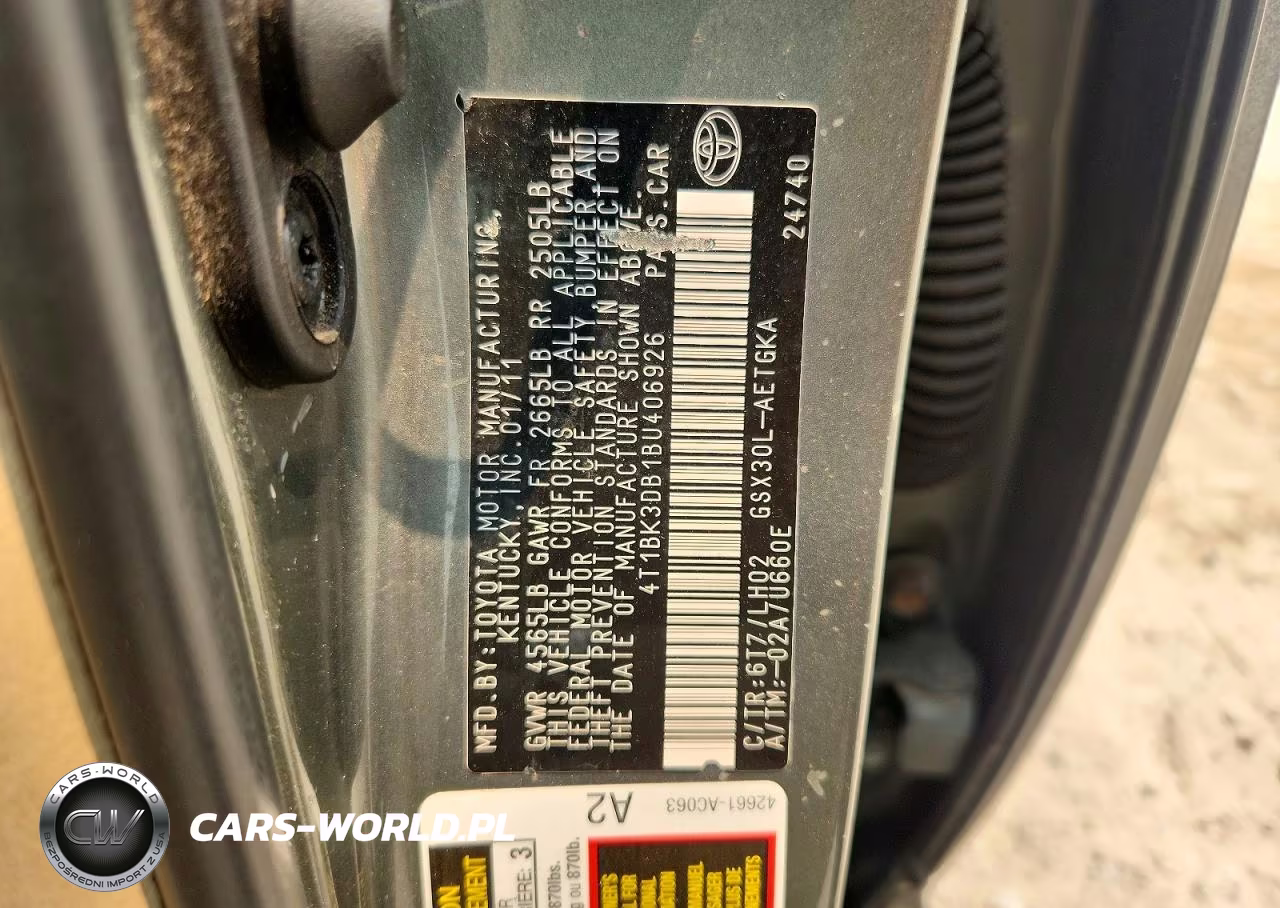 2011 Toyota Avalon Base VIN:4T1BK3DB1BU406926 - 12