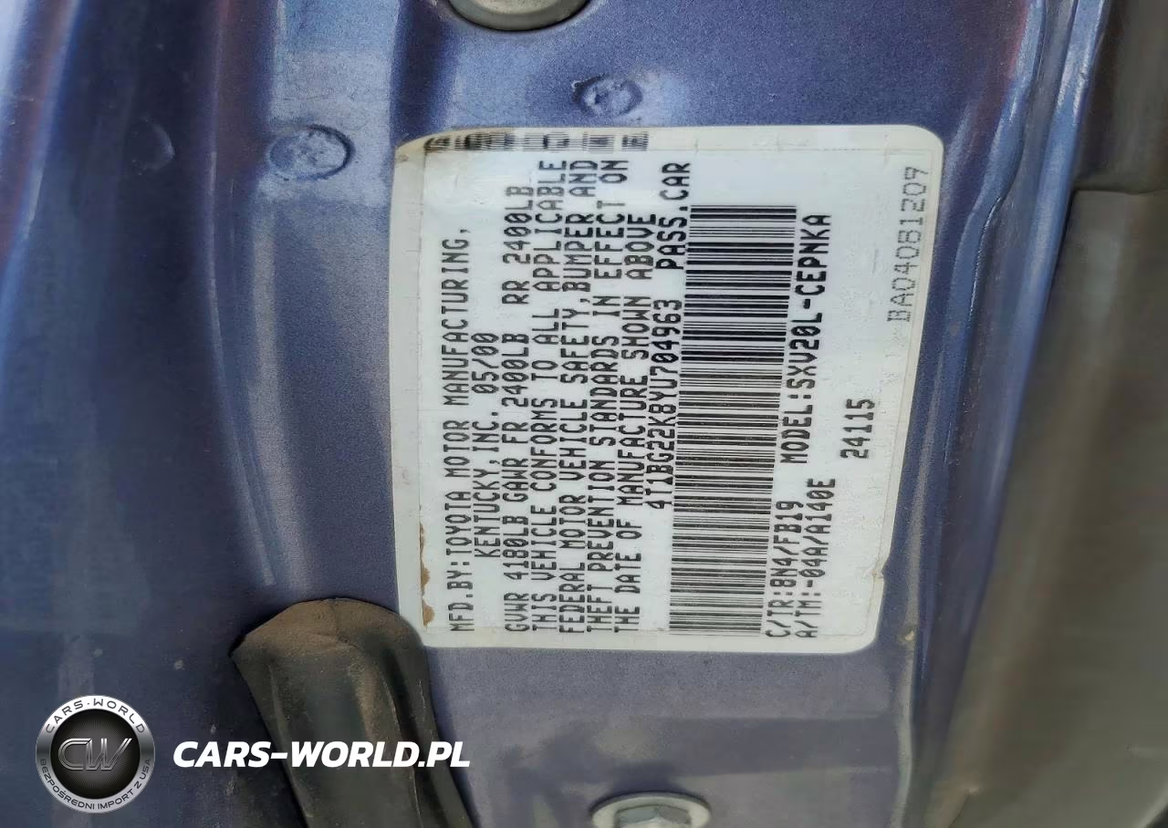 2000 Toyota Camry Le VIN:4T1BG22K8YU704963 - 12