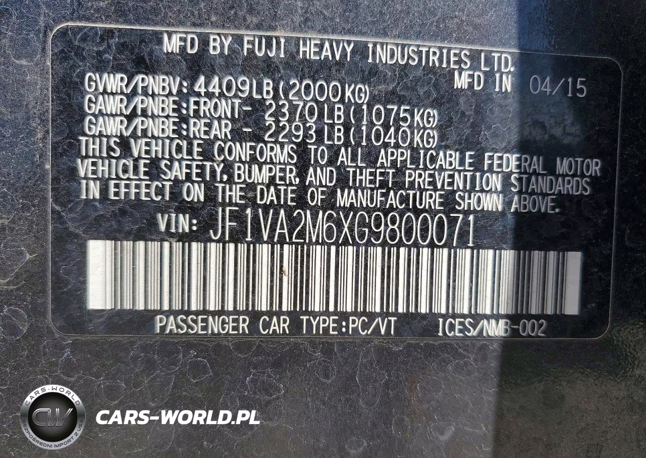 2016 Subaru Wrx Sti VIN:JF1VA2M6XG9800071 - 13