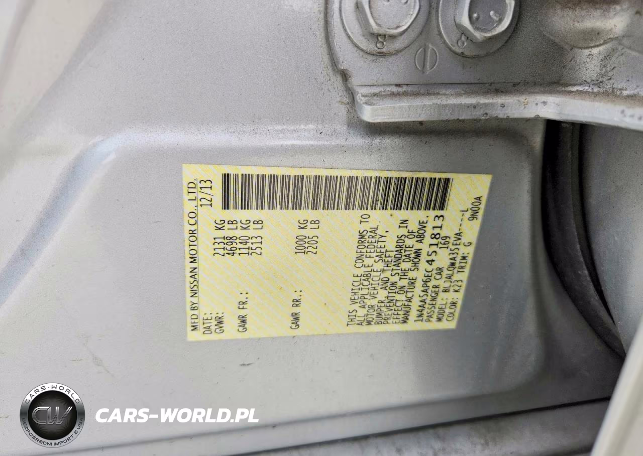 2014 Nissan Maxima 3.5 S VIN:1N4AA5AP6EC451813 - 12