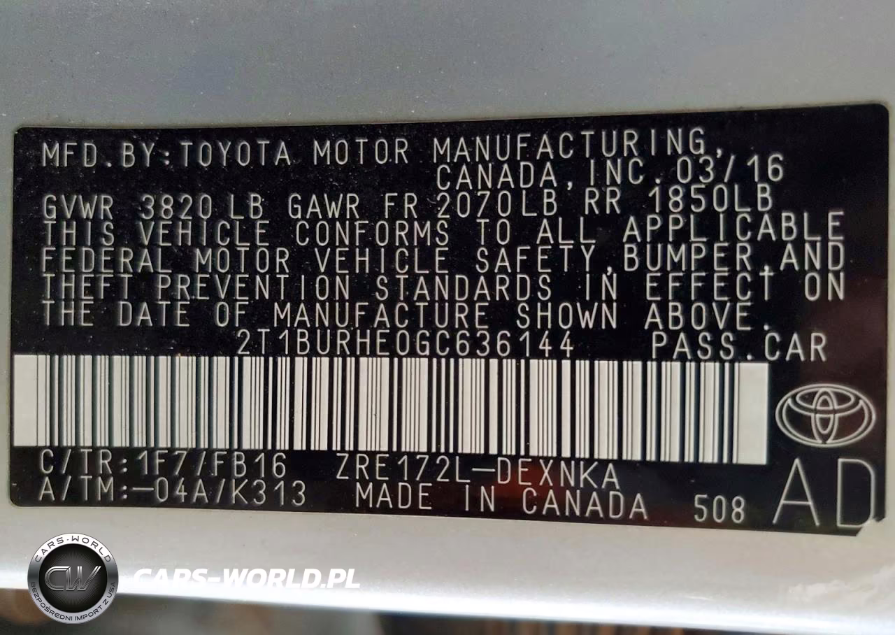 2016 Toyota Corolla Le Plus VIN:2T1BURHE0GC636144 - 12