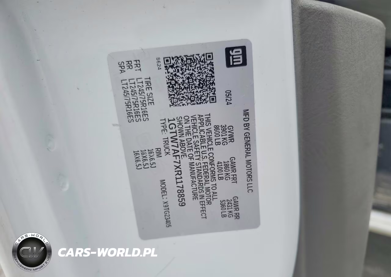 2024 GMC Savana G2500 VIN:1GTW7AF7XR1178859 - 13