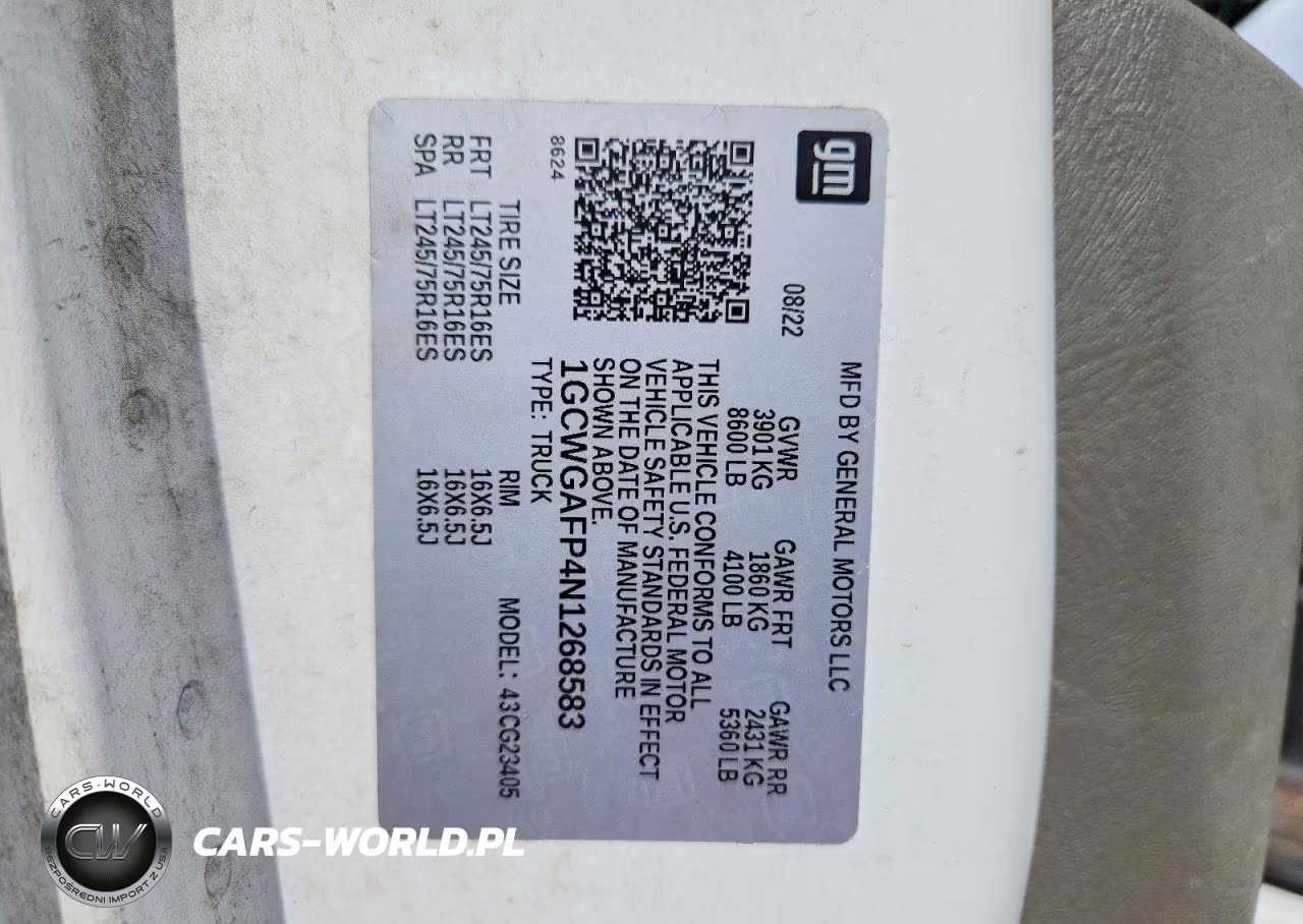 2022 Chevrolet Express G2500 VIN:1GCWGAFP4N1268583 - 14