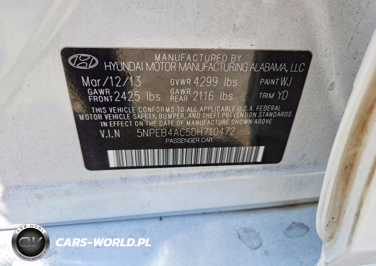 2013 Hyundai Sonata Gls VIN:5NPEB4AC5DH710472 - 12