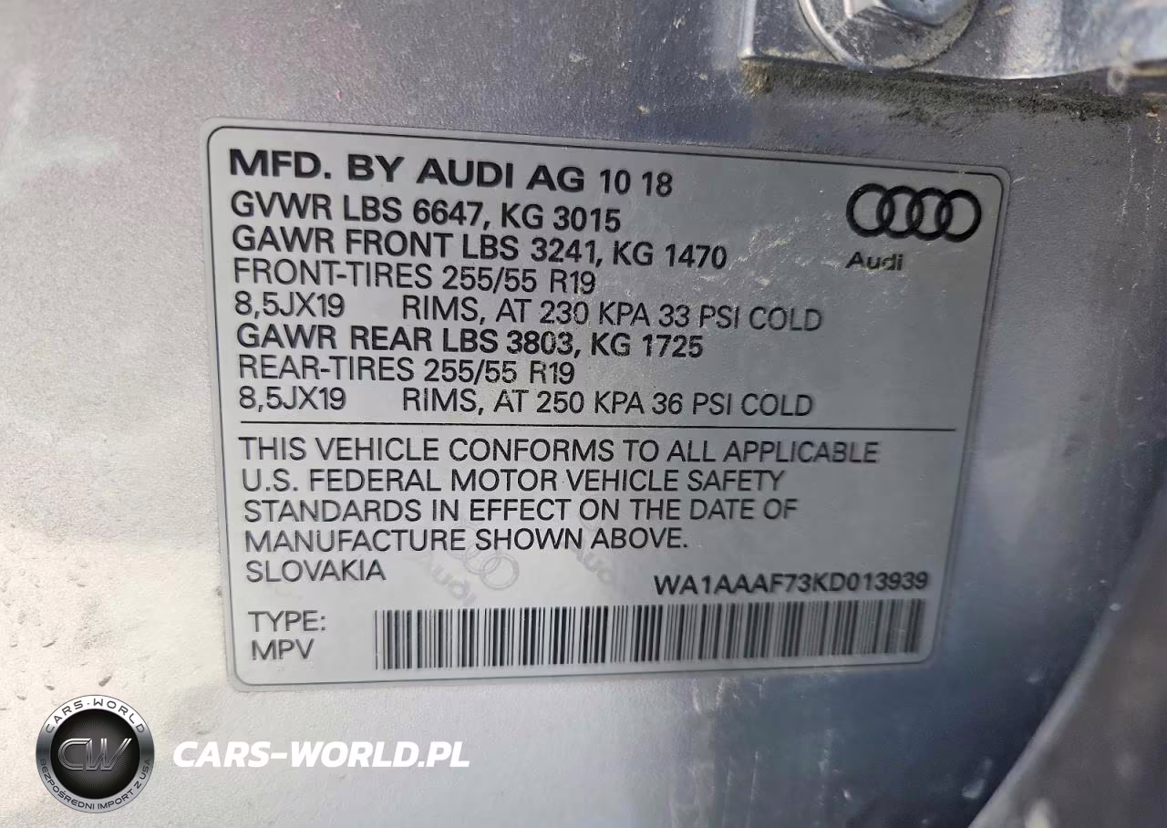 2019 Audi Q7 Premium VIN:WA1AAAF73KD013939 - 12