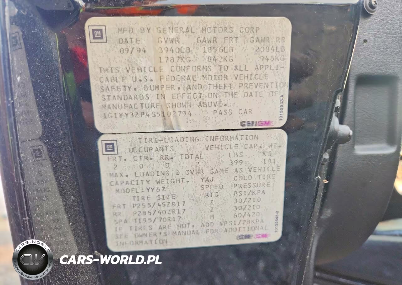1995 Chevrolet Corvette VIN:1G1YY32P4S5102794 - 12