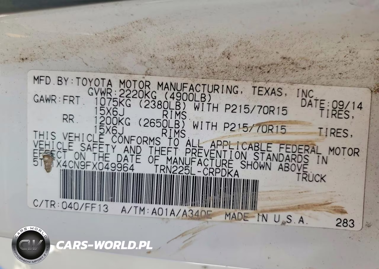 2015 Toyota Tacoma Base VIN:5TFTX4CN9FX049964 - 13
