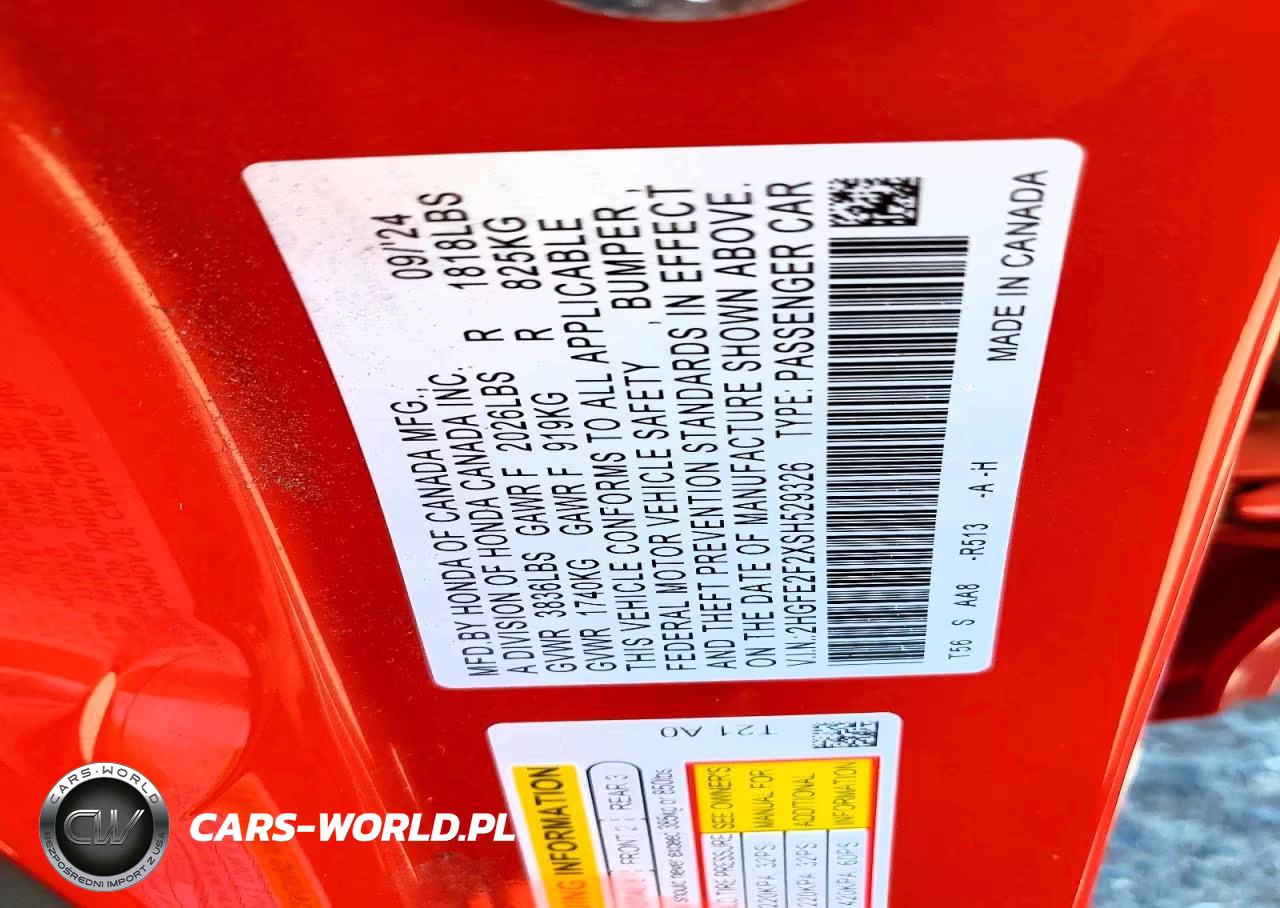 2025 Honda Civic Lx VIN:2HGFE2F2XSH529326 - 12