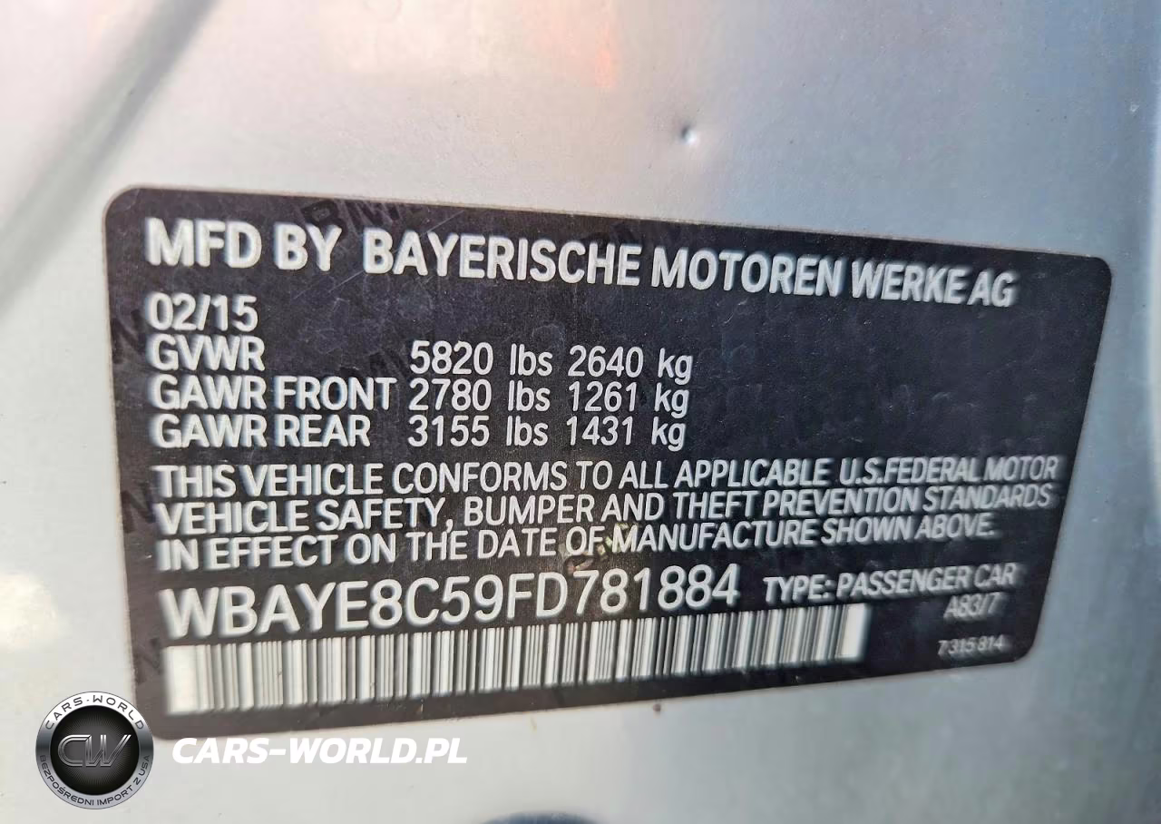 2015 BMW 750 Li VIN:WBAYE8C59FD781884 - 12
