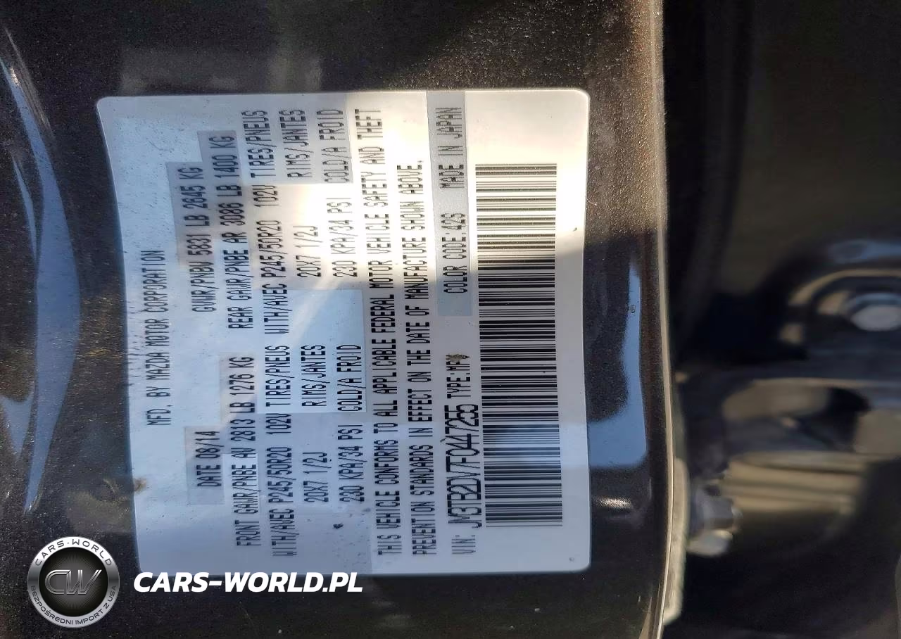 2015 Mazda Cx-9 Grand Touring VIN:JM3TB2DV7F0447255 - 13