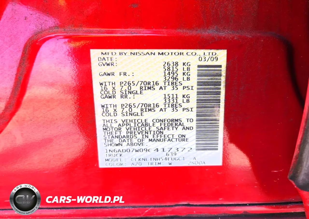 2009 Nissan Frontier Crew Cab Se VIN:1N6AD07W09C417372 - 12