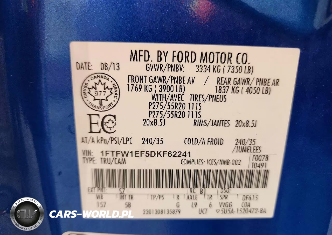 2013 Ford F150 Supercrew VIN:1FTFW1EF5DKF62241 - 12