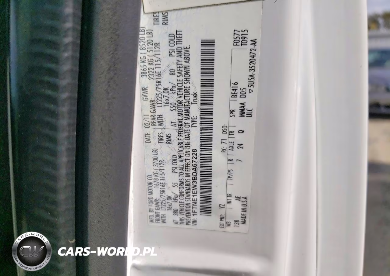 2011 Ford Econoline E150 Van VIN:1FTNE1EW3BDA67228 - 13