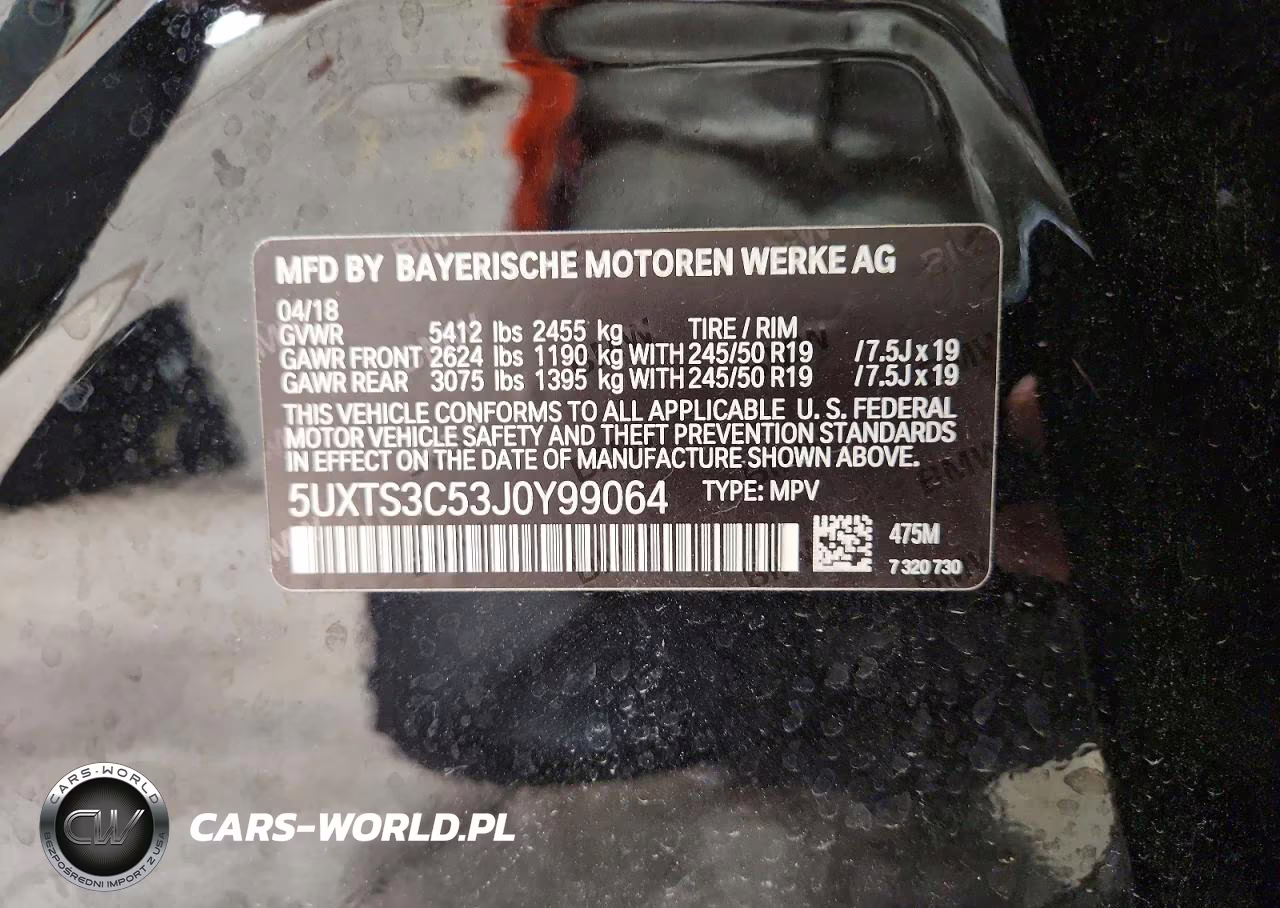 2018 BMW X3 xDrivem40I VIN:5UXTS3C53J0Y99064 - 13