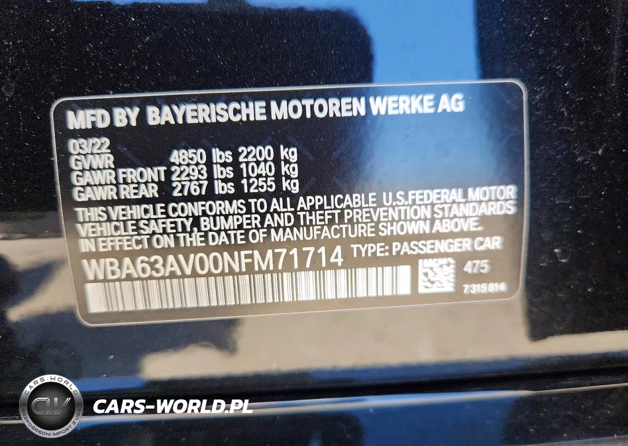 2022 BMW 430I Gran Coupe VIN:WBA63AV00NFM71714 - 14