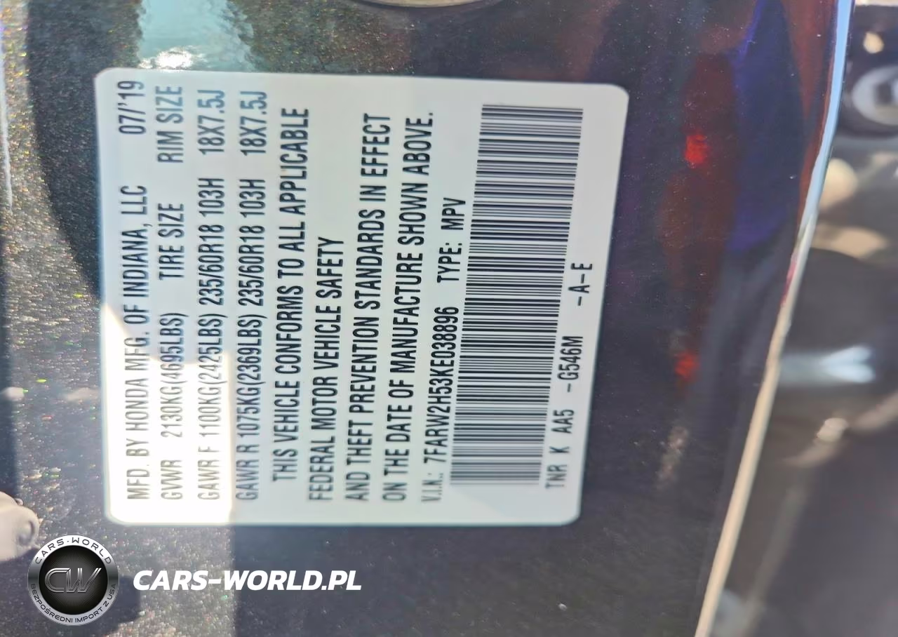 2019 Honda Cr-V Ex VIN:7FARW2H53KE038896 - 13