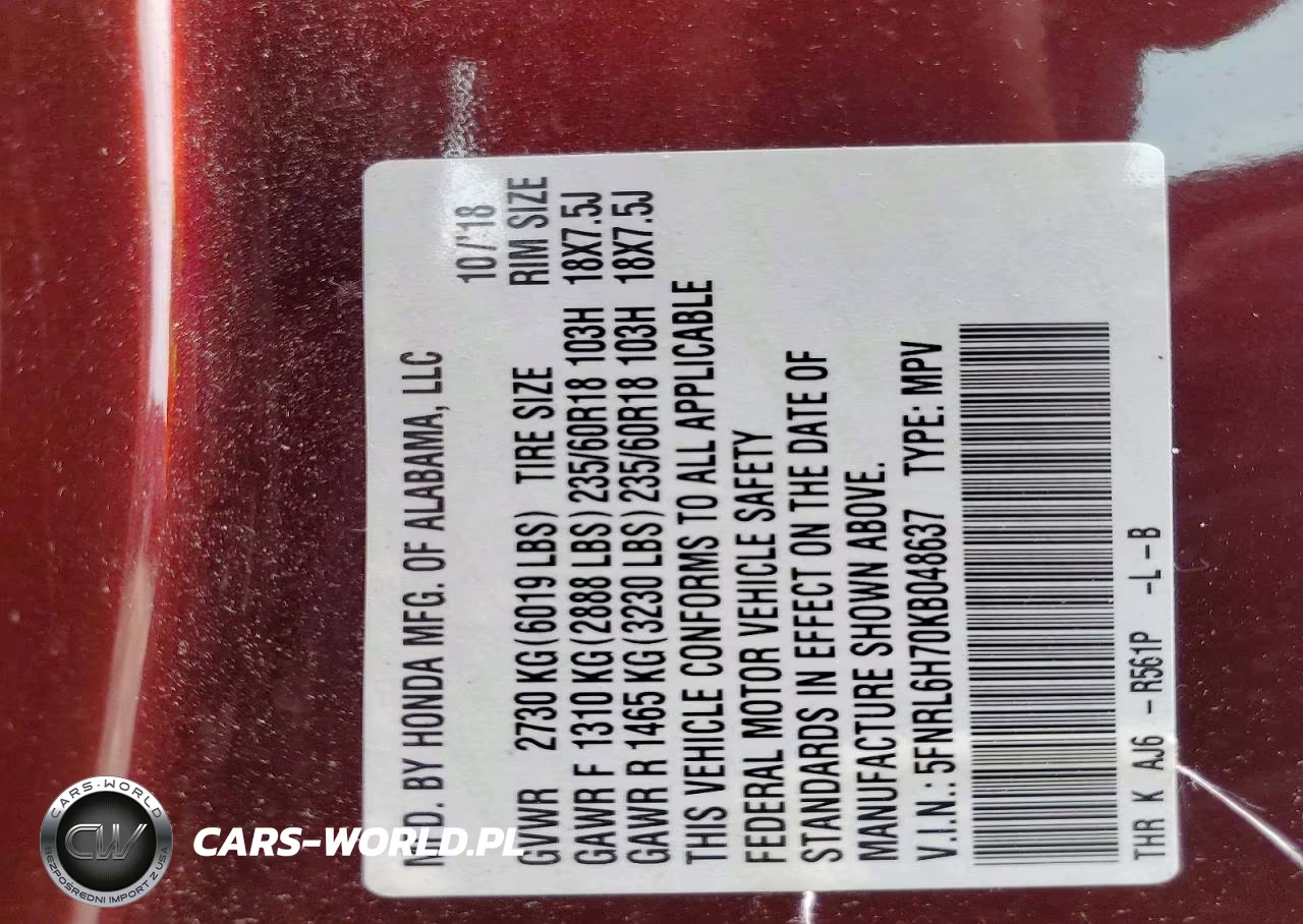 2019 Honda Odyssey Exl VIN:5FNRL6H70KB048637 - 13