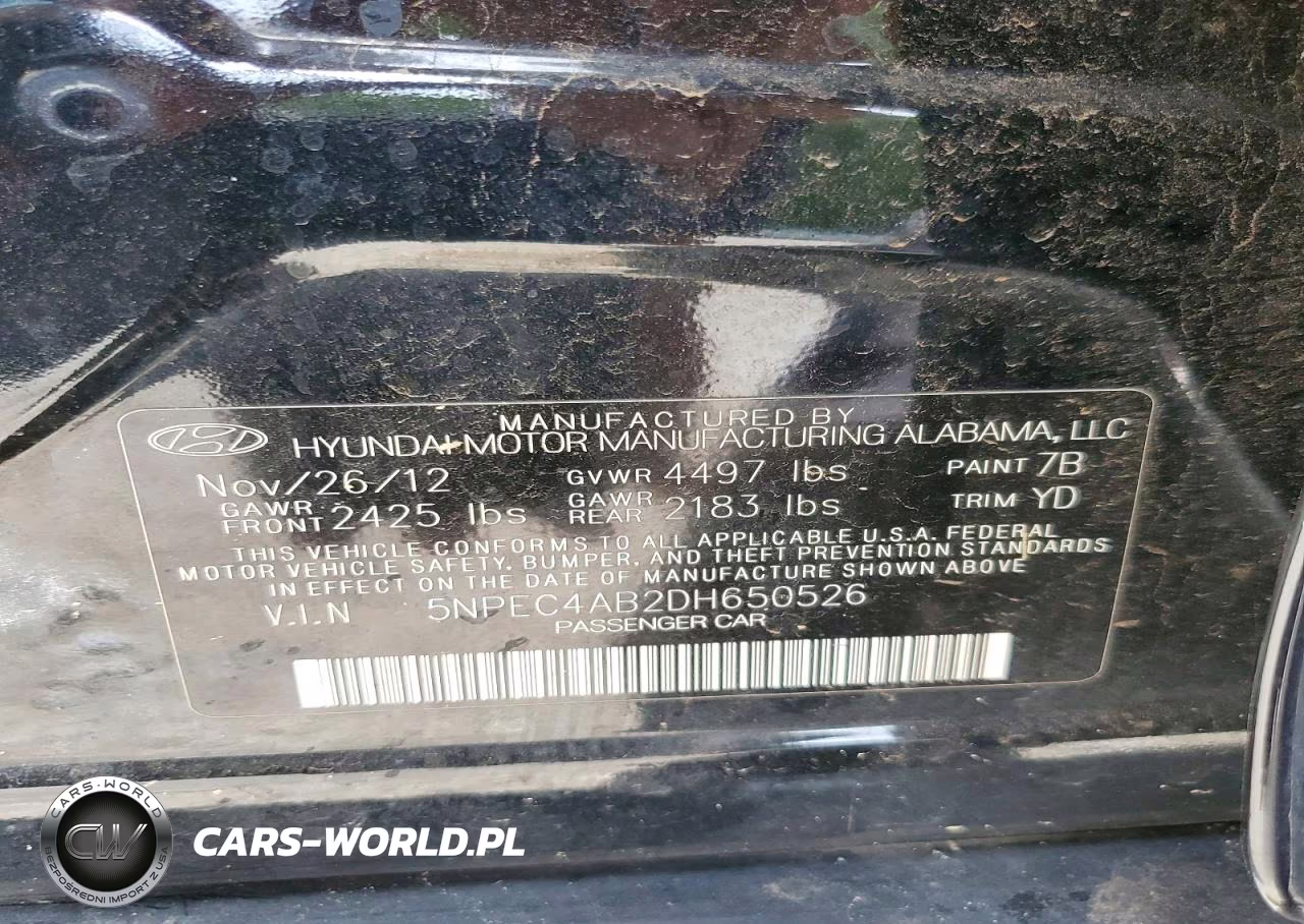 2013 Hyundai Sonata Limited 2.0T VIN:5NPEC4AB2DH650526 - 12