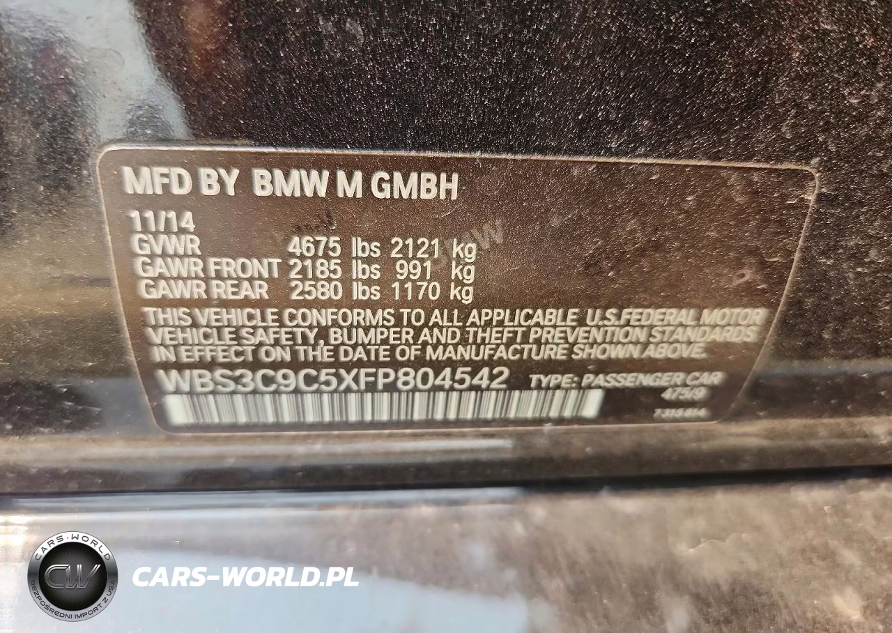 2015 BMW M3 VIN:WBS3C9C5XFP804542 - 12