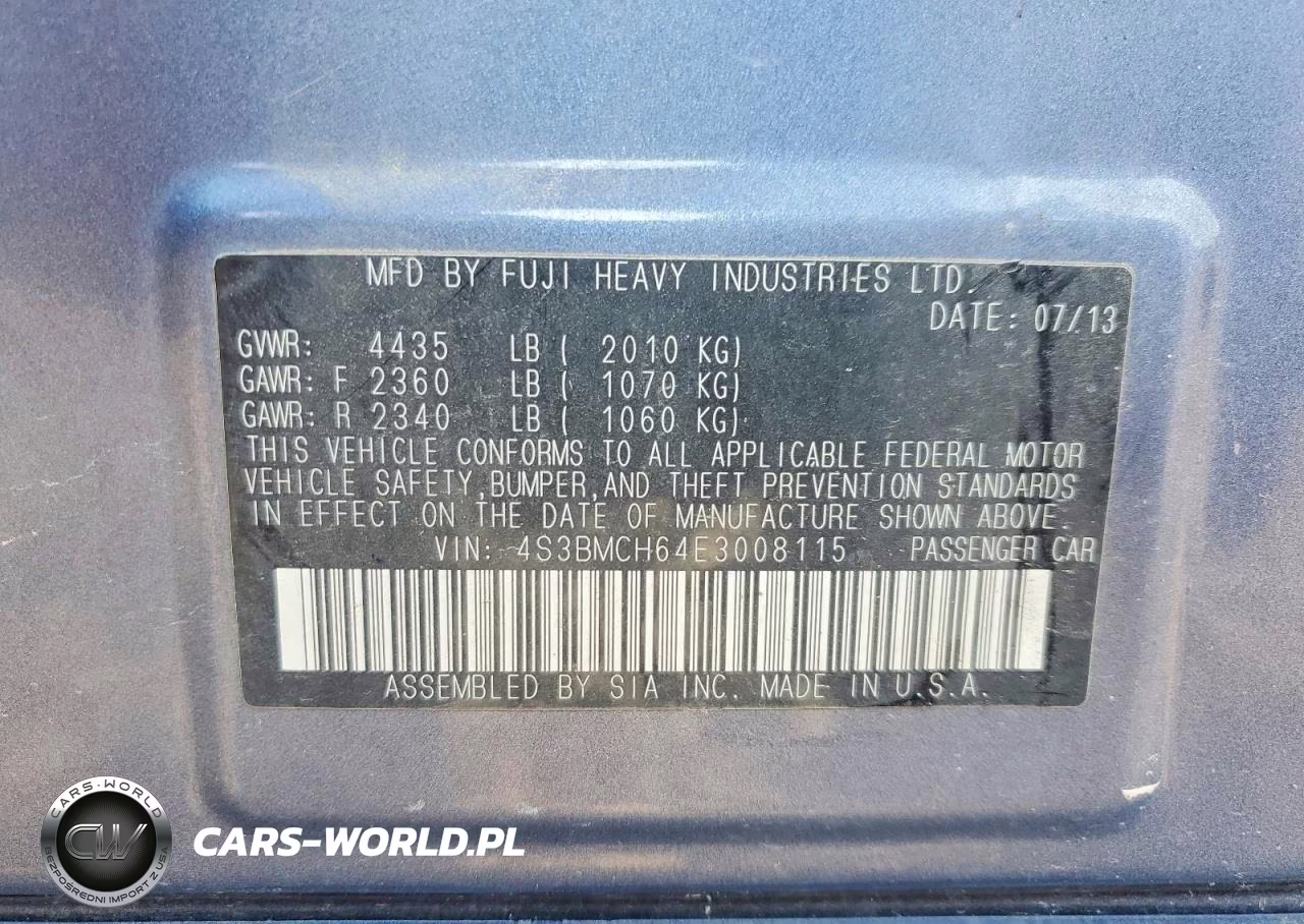 2014 Subaru Legacy 2.5I Sport VIN:4S3BMCH64E3008115 - 13