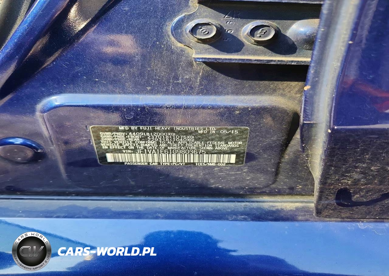 2016 Subaru Wrx Premium VIN:JF1VA1E61G9803675 - 12