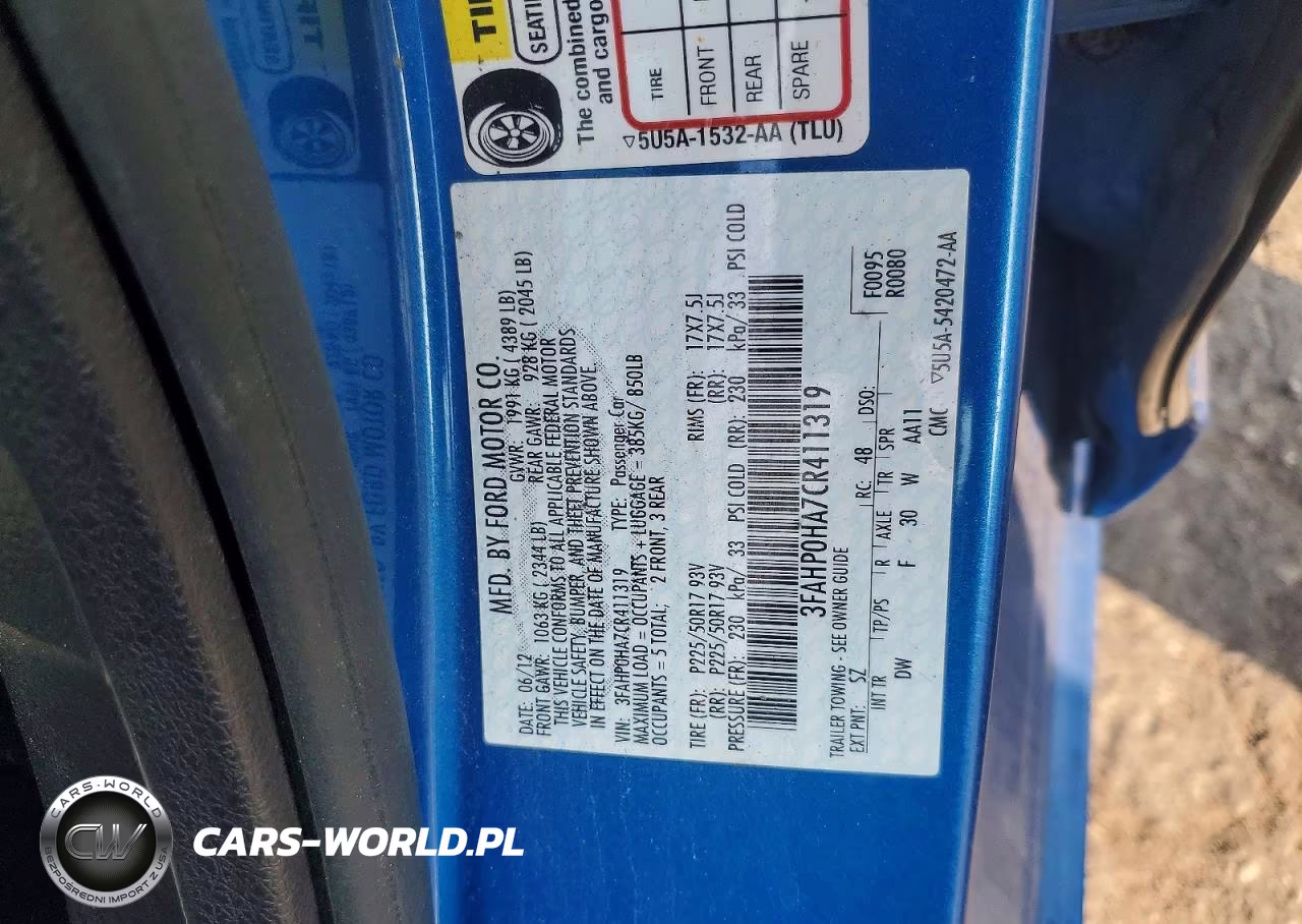 2012 Ford Fusion Se VIN:3FAHP0HA7CR411319 - 12