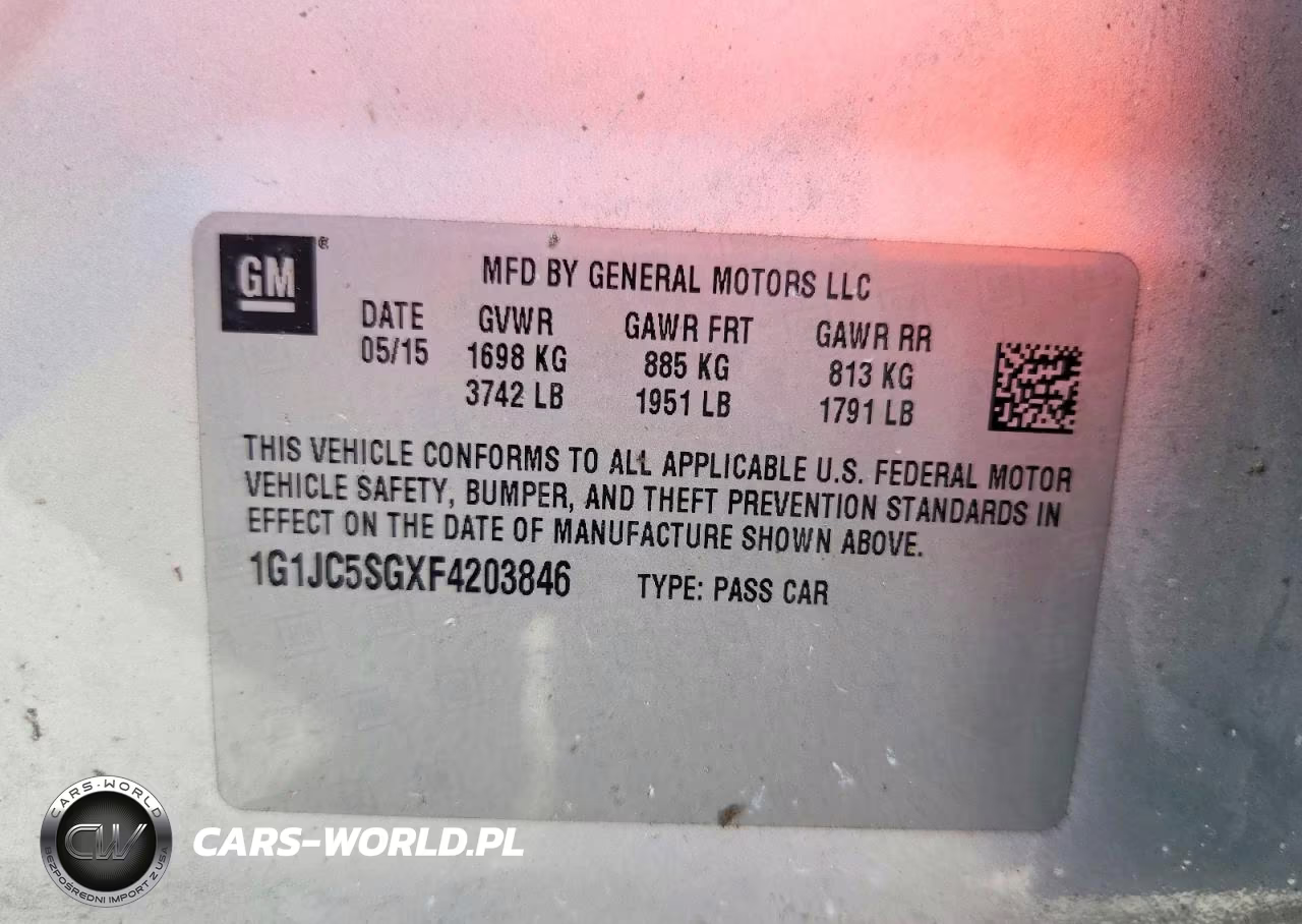 2015 Chevrolet Sonic Lt VIN:1G1JC5SGXF4203846 - 10