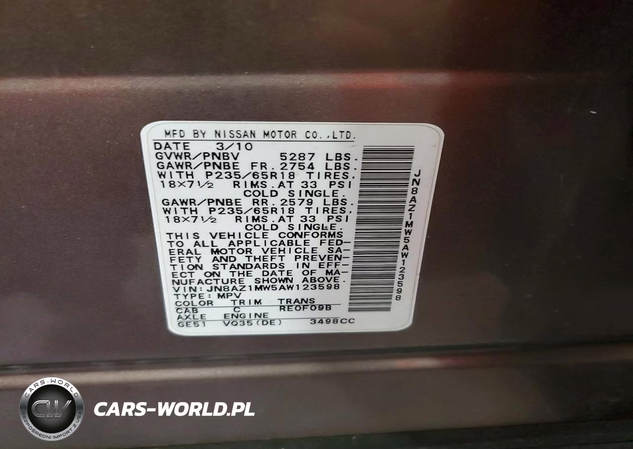 2010 Nissan Murano S VIN:JN8AZ1MW5AW123598 - 12