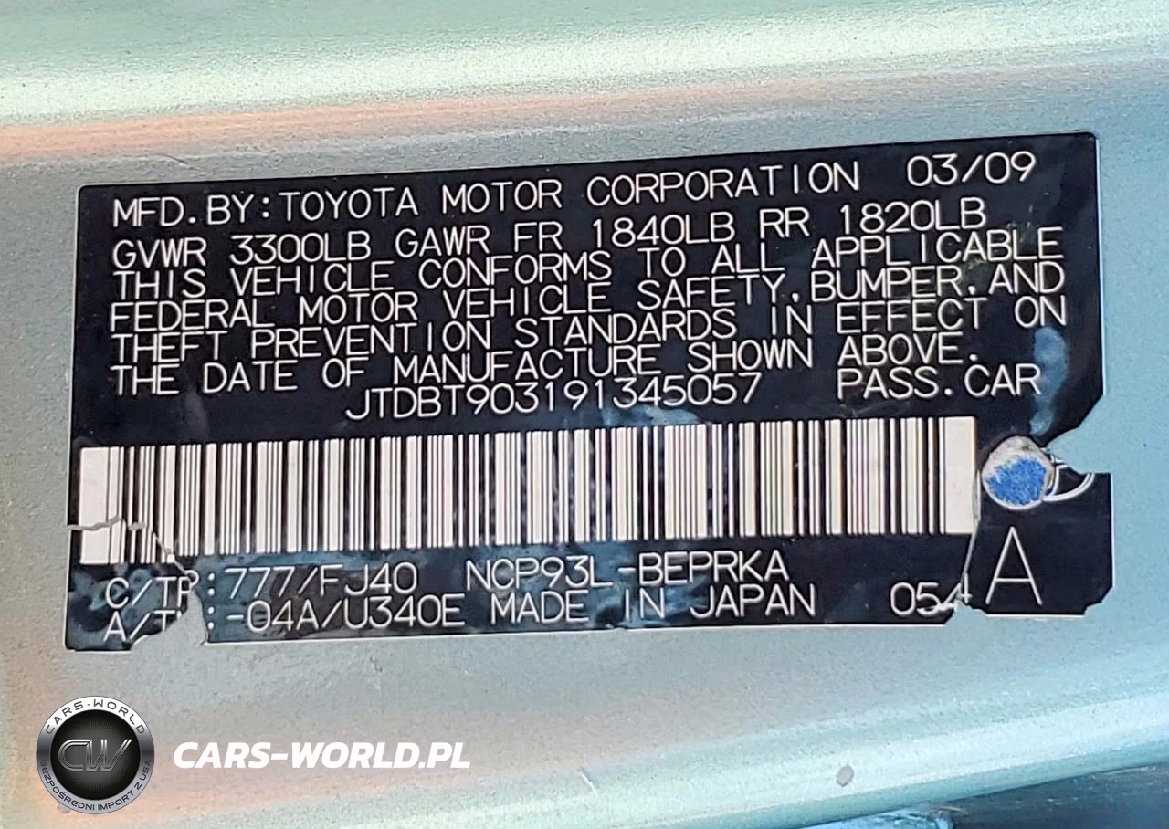 2009 Toyota Yaris Base VIN:JTDBT903191345057 - 12