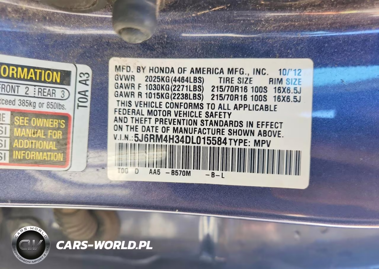 2013 Honda Cr-V Lx VIN:5J6RM4H34DL015584 - 13
