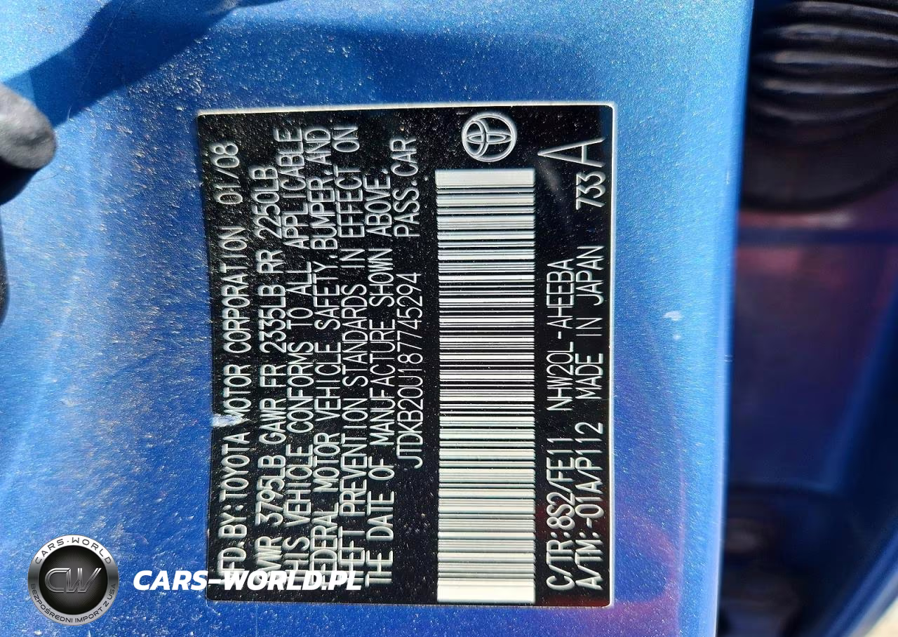 2008 Toyota Prius Base VIN:JTDKB20U187745294 - 12