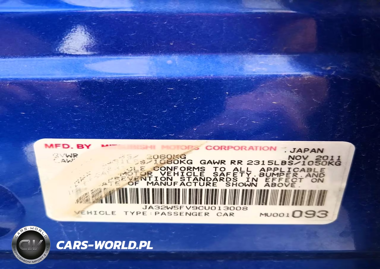 2012 Mitsubishi Lancer Evolution Mr VIN:JA32W5FV9CU013008 - 12