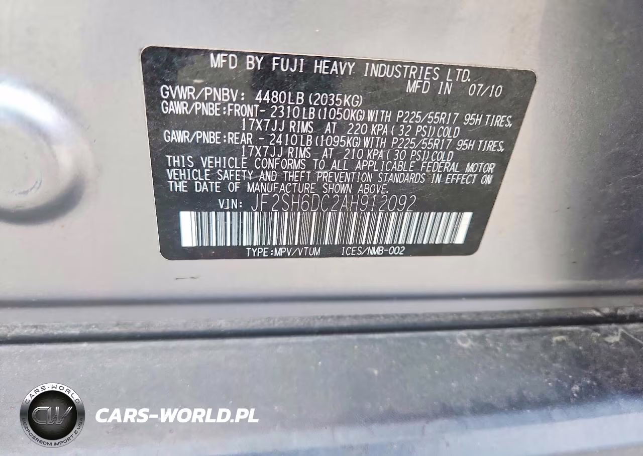2010 Subaru Forester 2.5X Limited VIN:JF2SH6DC2AH912092 - 12