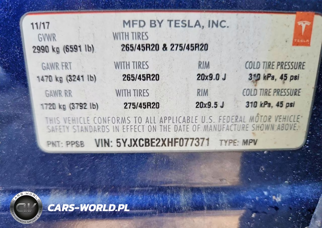 2017 Tesla Model X VIN:5YJXCBE2XHF077371 - 13