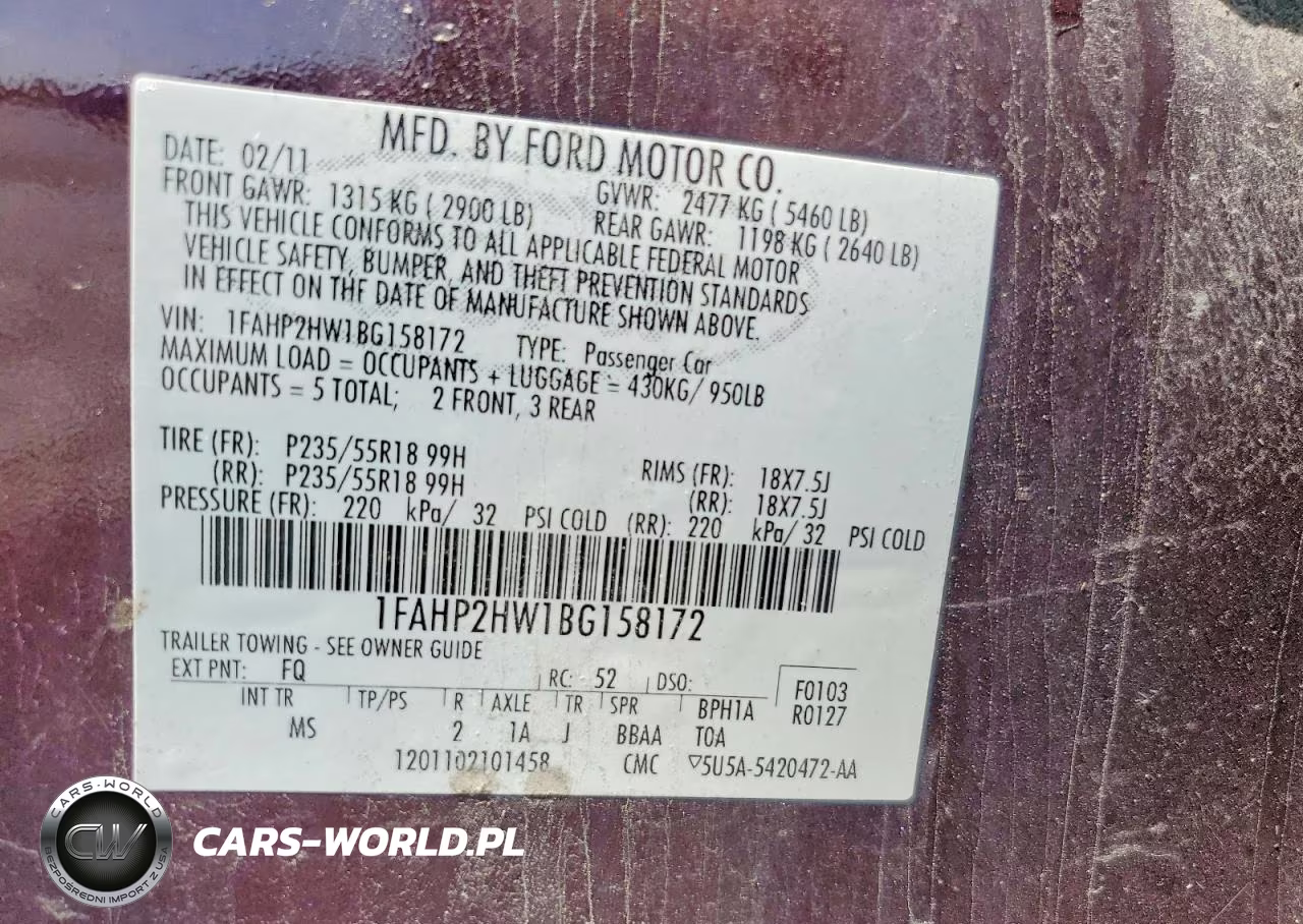 2011 Ford Taurus Sel VIN:1FAHP2HW1BG158172 - 12