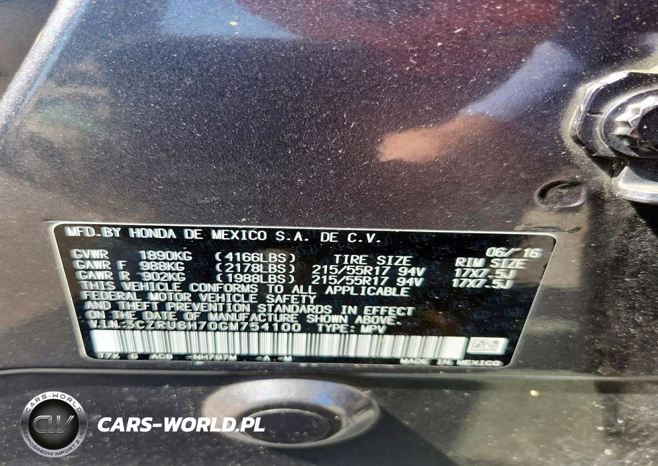 2016 Honda Hr-V Exl VIN:3CZRU6H70GM754100 - 14