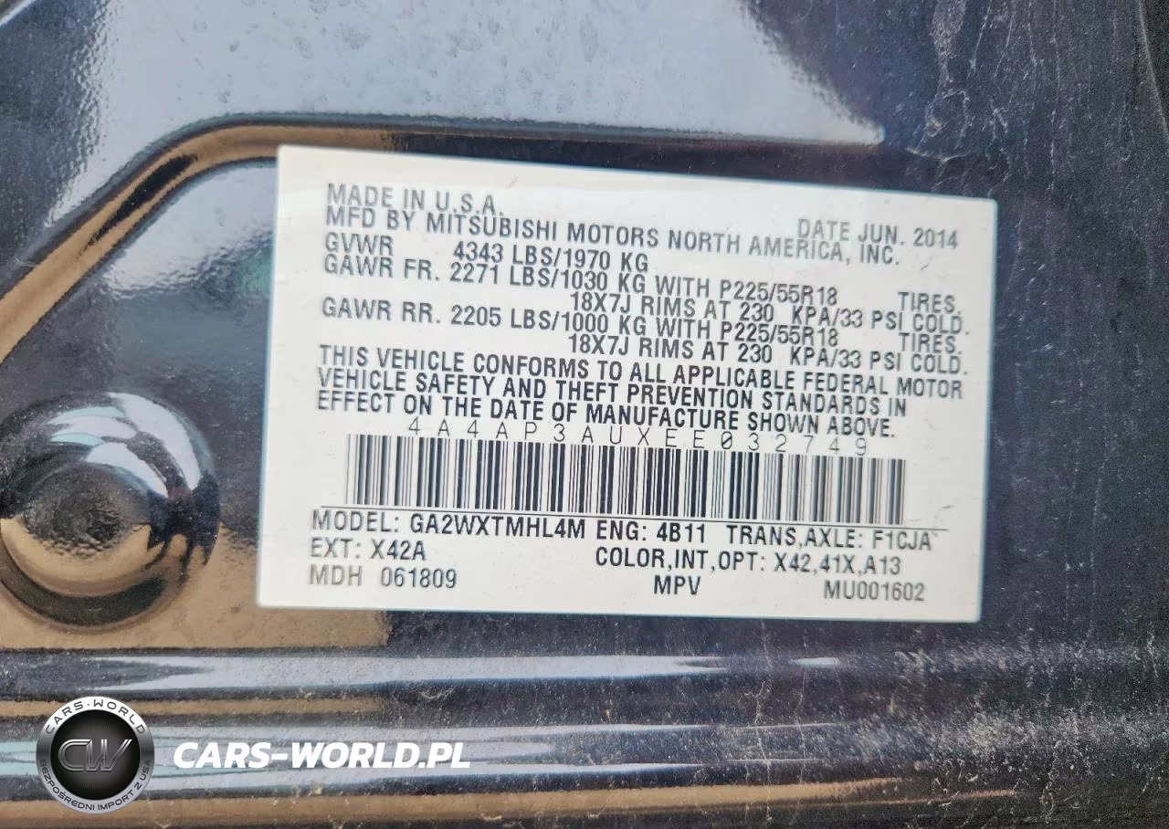 2014 Mitsubishi Outlander Sport Es VIN:4A4AP3AUXEE032749 - 12
