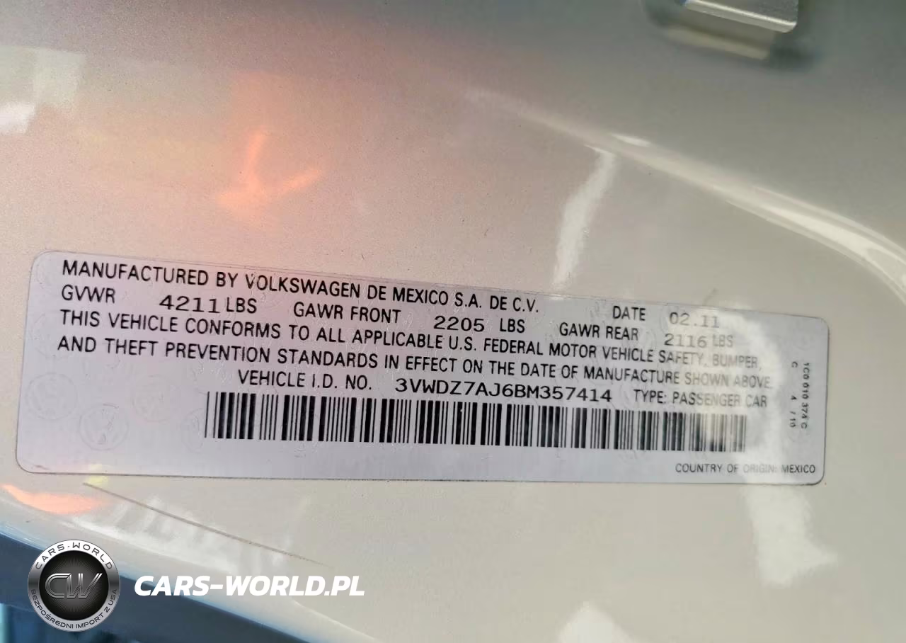 2011 Volkswagen Jetta Se VIN:3VWDZ7AJ6BM357414 - 12