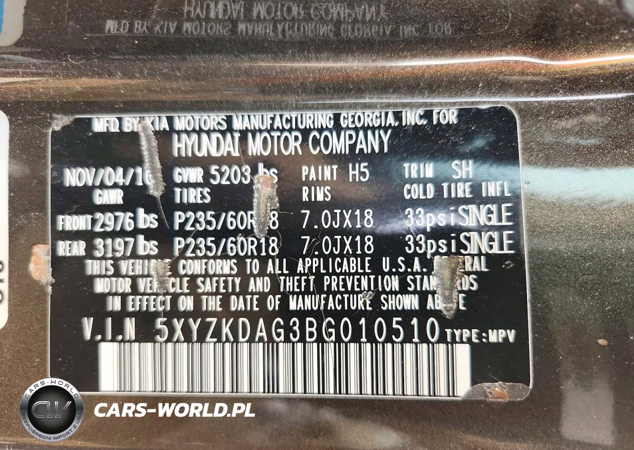 2011 Hyundai Santa Fe Limited VIN:5XYZKDAG3BG010510 - 13