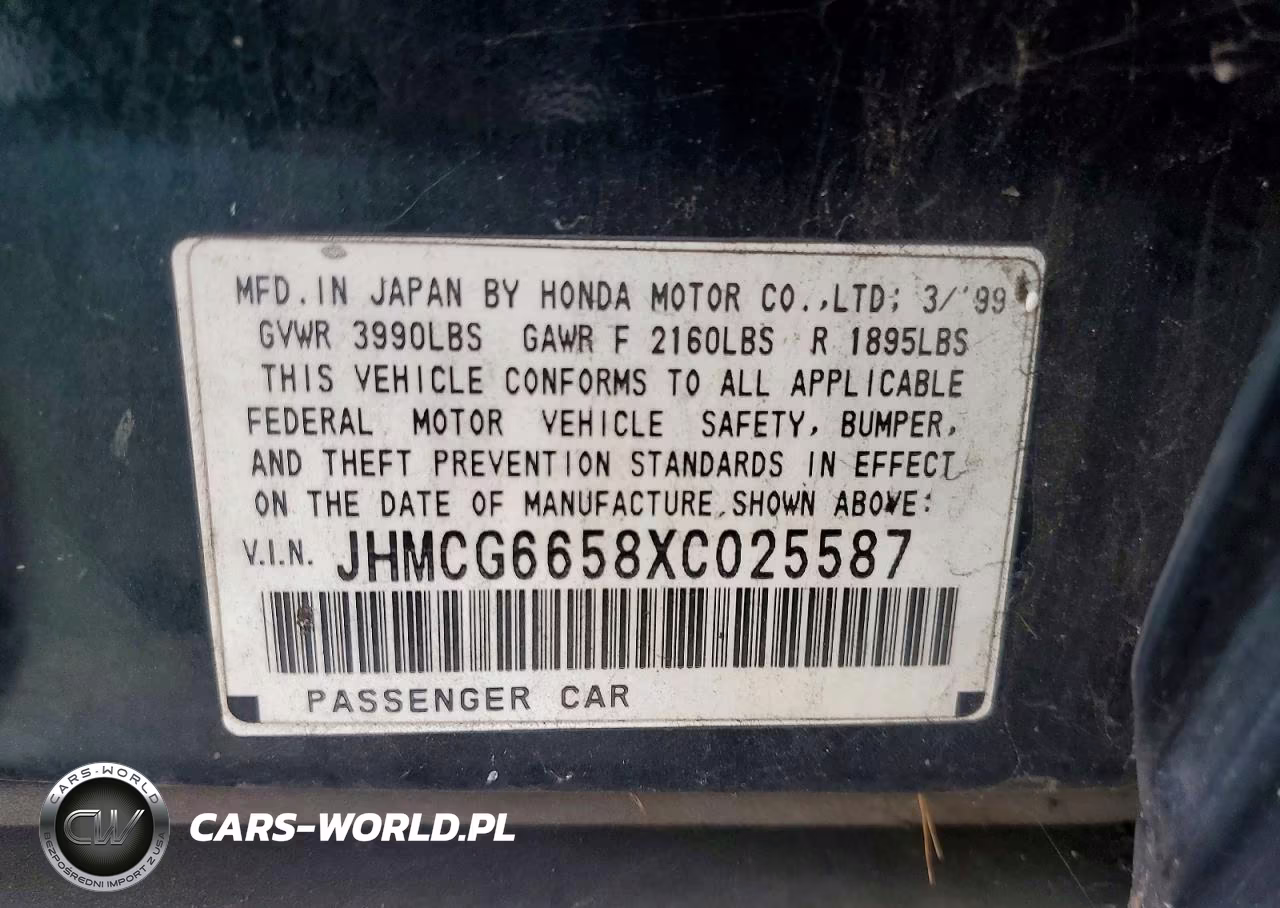 1999 Honda Accord Lx VIN:JHMCG6658XC025587 - 12