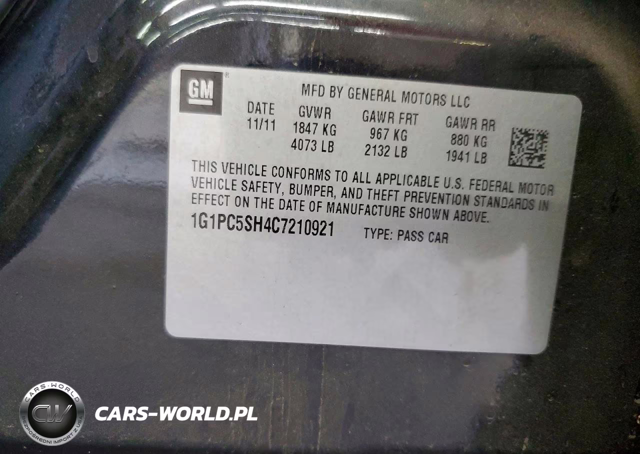 2012 Chevrolet Cruze Ls VIN:1G1PC5SH4C7210921 - 12